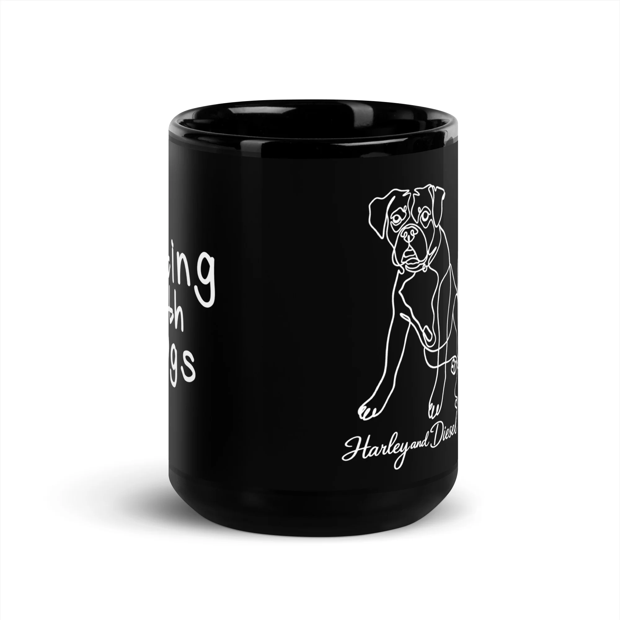 Sitting with Dogs [Diesel & Harley] Coffee Mug - Image 3
